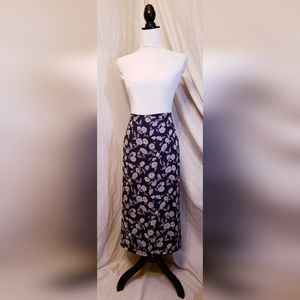 Old Navy Navy Blue Floral Lined Maxi Skirt
